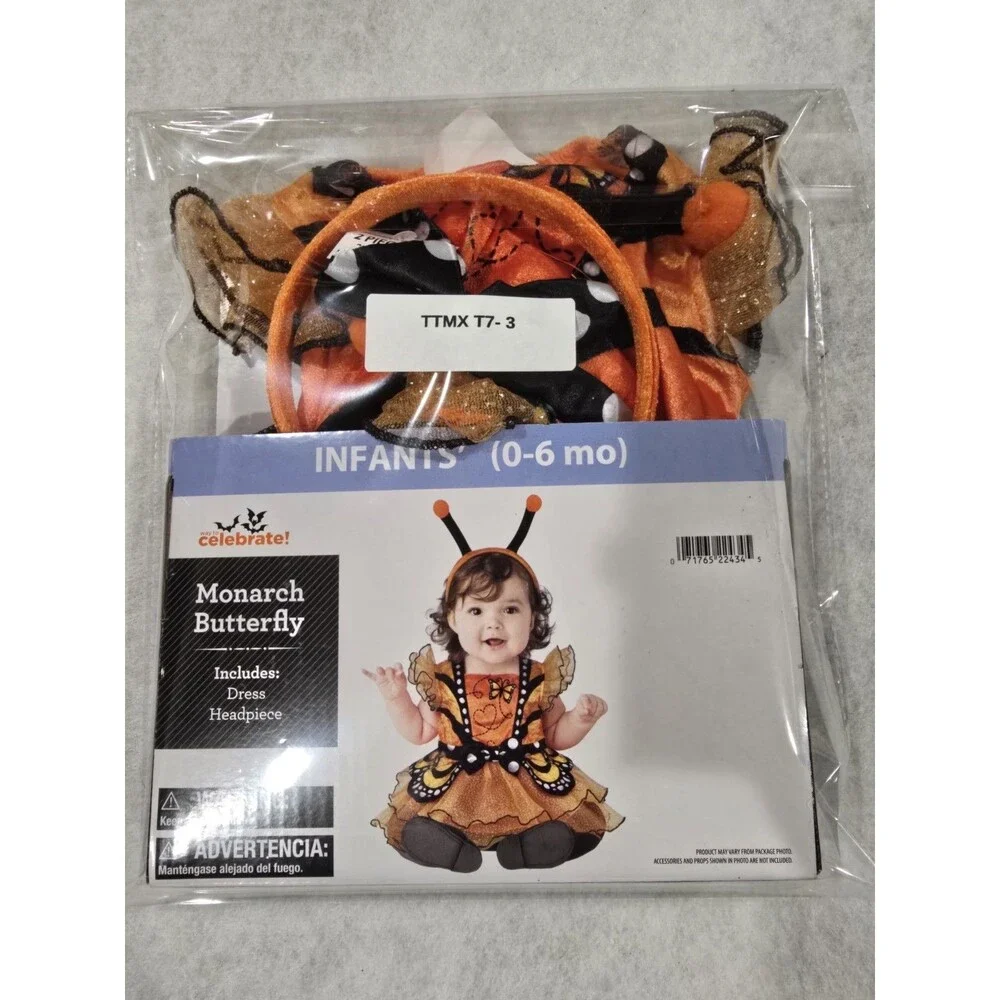 NEW! Monarch Butterfly Infant 0 - 6 Months Dress Up Halloween Costume